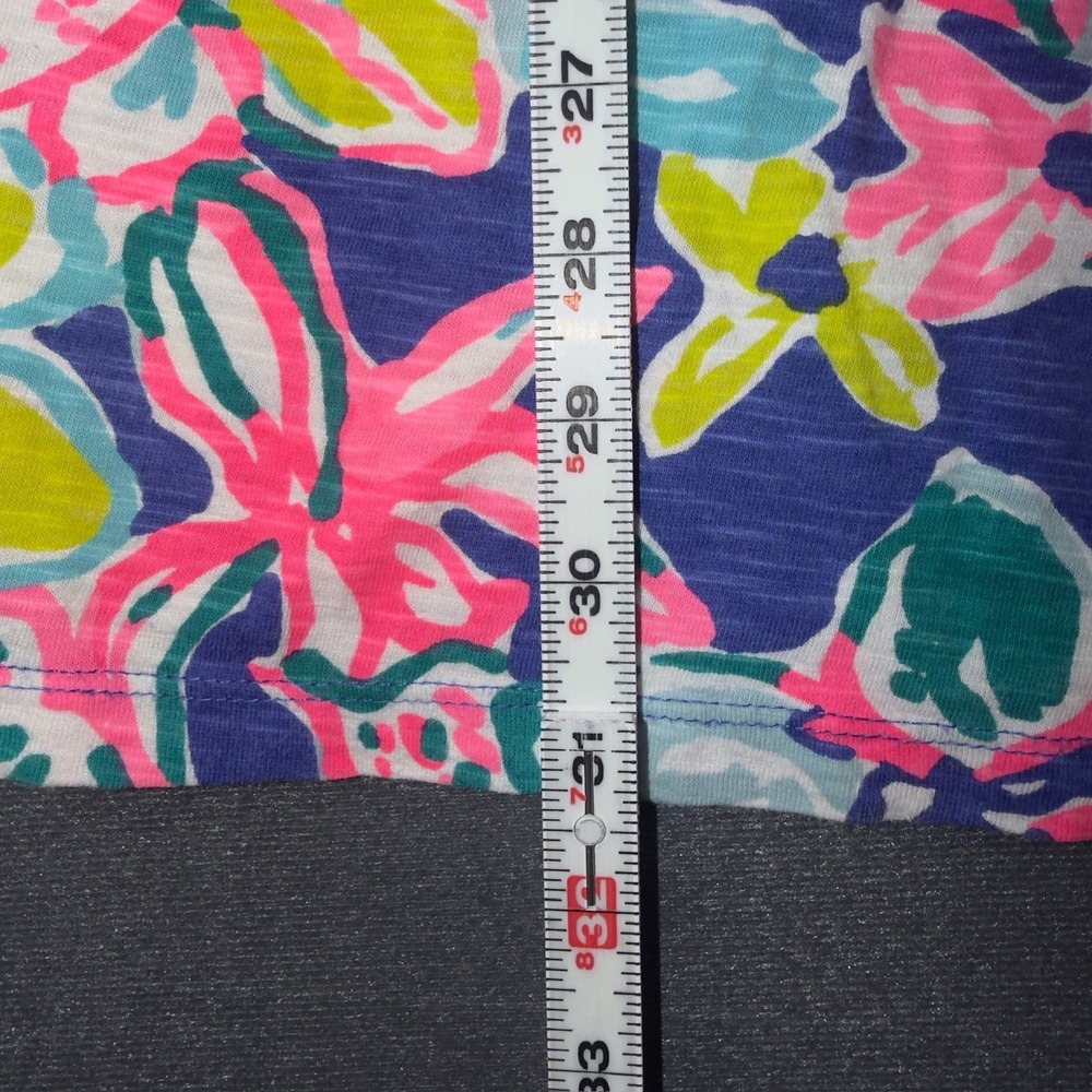 Lilly Pulitzer XS Pink Blue Floral Pintuck Cotton Modal Slub Jersey Shift Dress - Picture 4 of 6